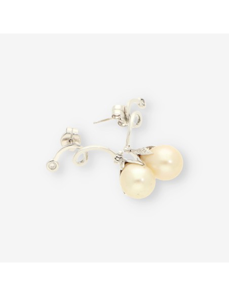 Pendientes oro blanco perla y bri