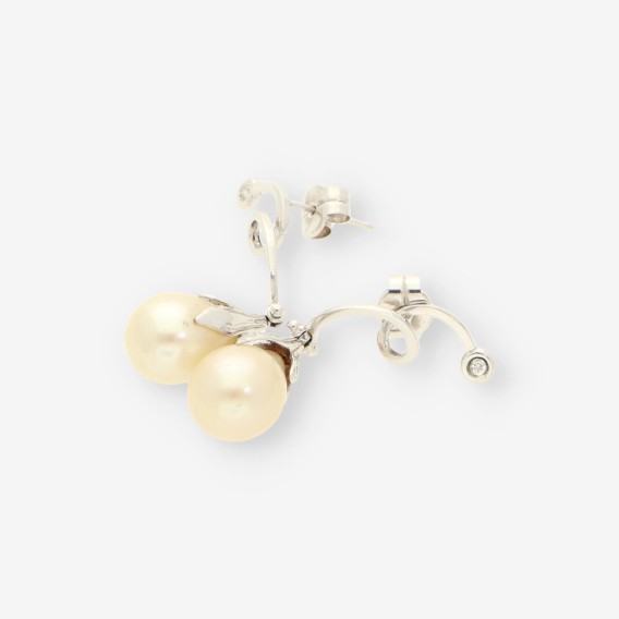 Pendientes oro blanco perla y bri