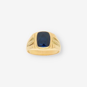 Anillo piedra azul oro