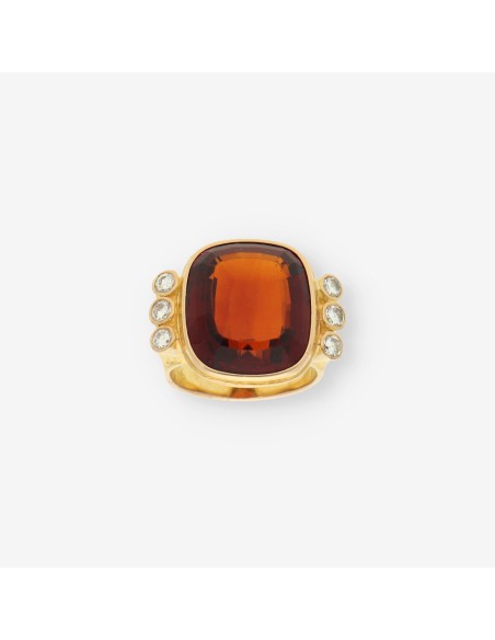 Anillo oro p. marron y brillantes