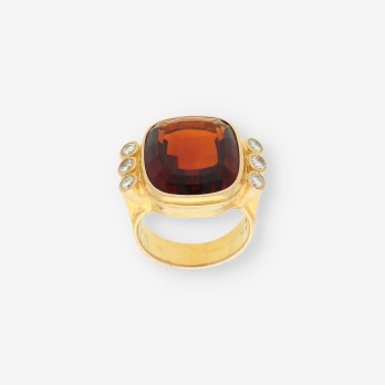 Anillo oro p. marron y brillantes 2