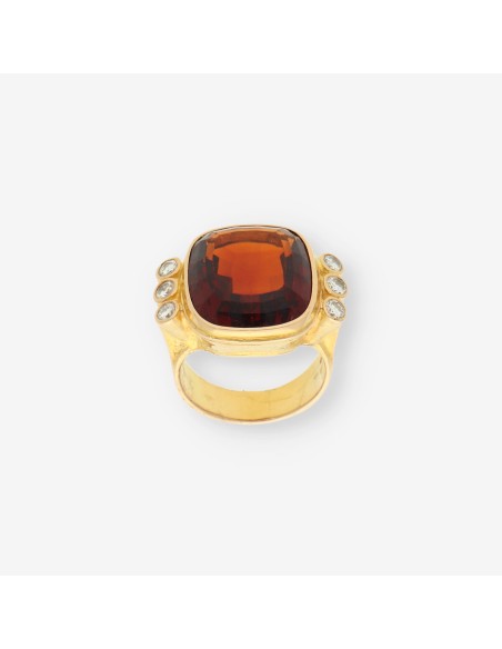 Anillo oro p. marron y brillantes