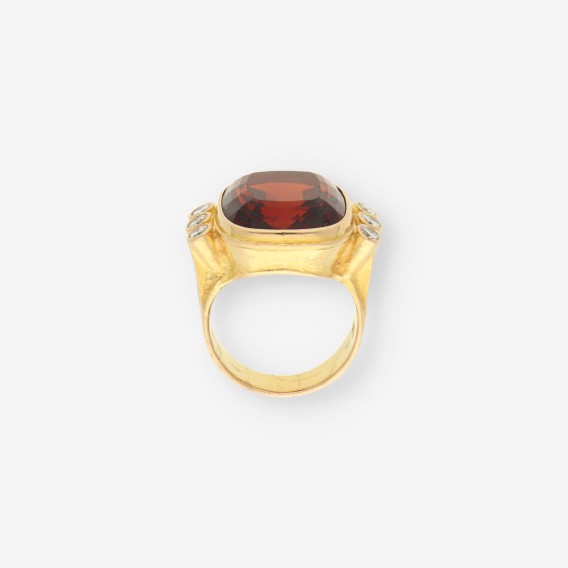 Anillo oro p. marron y brillantes