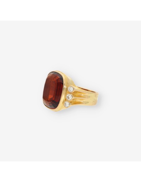 Anillo oro p. marron y brillantes