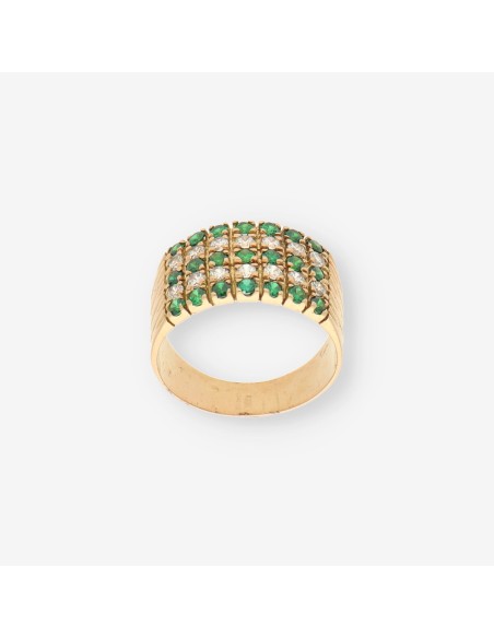 Anillo p. verde oro y circonitas