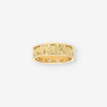 Anillo dibujo hojas oro