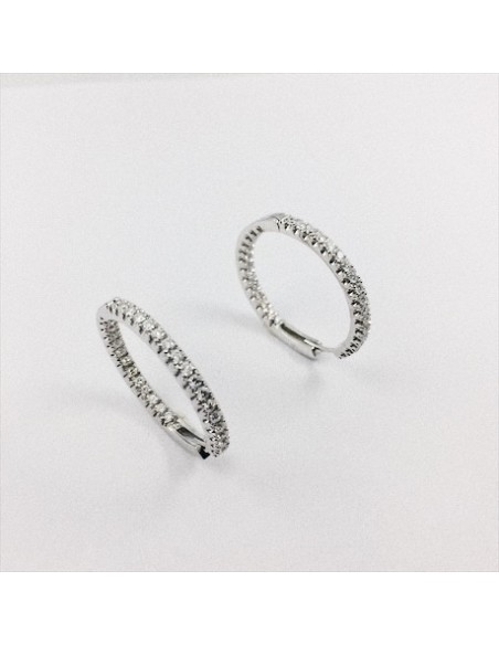 Pendientes criolla en oro blanco y brillantes