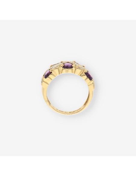 Anillo oro piedra lila y bri