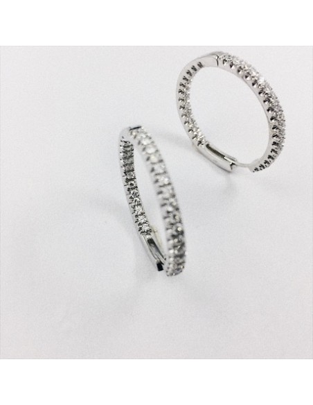 Pendientes criolla en oro blanco y brillantes