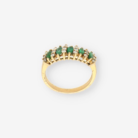 Anillo oro, brillantes y esmeralda