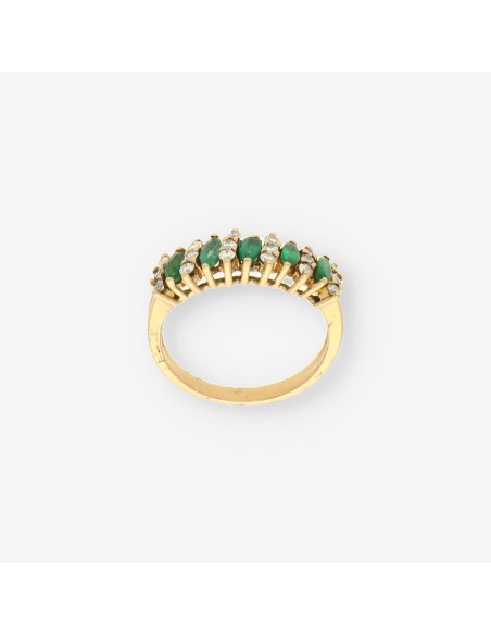 Anillo oro, brillantes y esmeralda