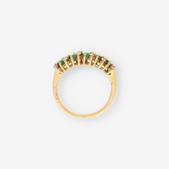 Anillo oro, brillantes y esmeralda