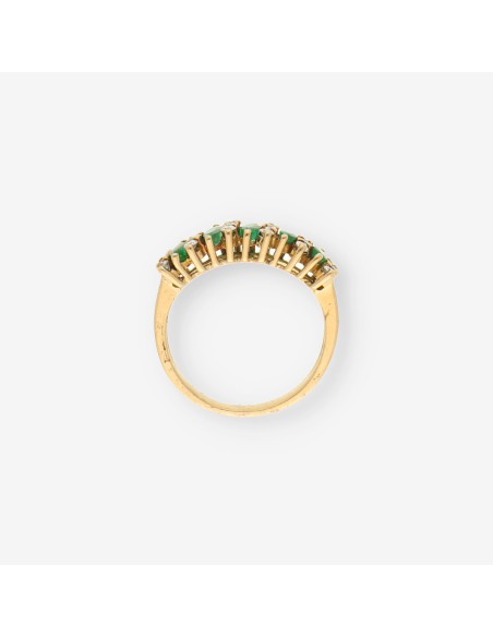 Anillo oro, brillantes y esmeralda