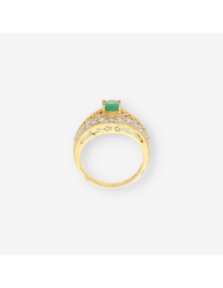 Anillo oro blanco Esmeralda y brillantes