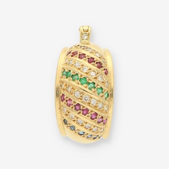 Colgante rubÃ­, esme, oro y brillantes