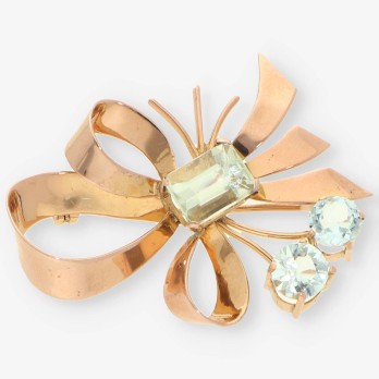 Broche Aguamarina y oro