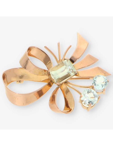 Broche Aguamarina y oro