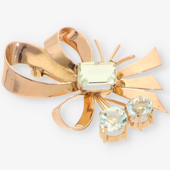 Broche Aguamarina y oro