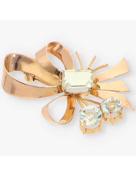 Broche Aguamarina y oro