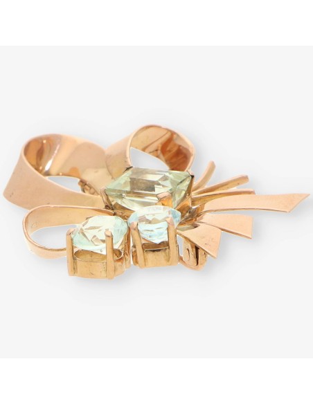 Broche Aguamarina y oro