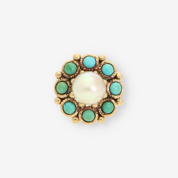 Anillo turquesa, perla y oro