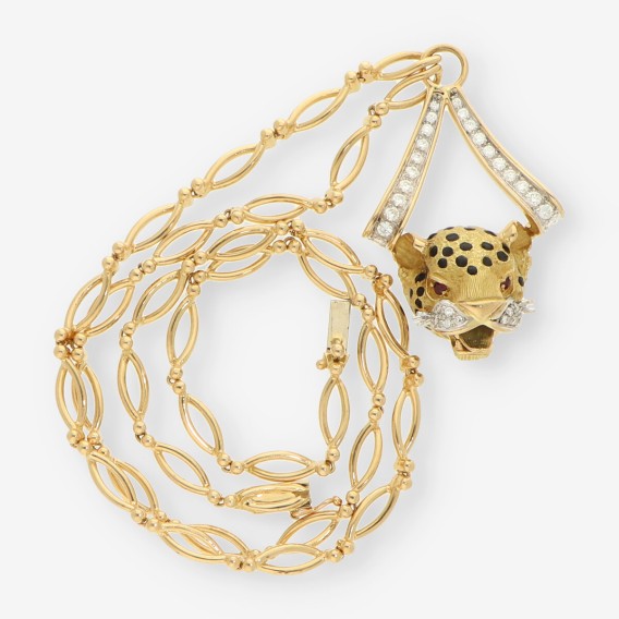 Gargantilla tigre oro y brillantes