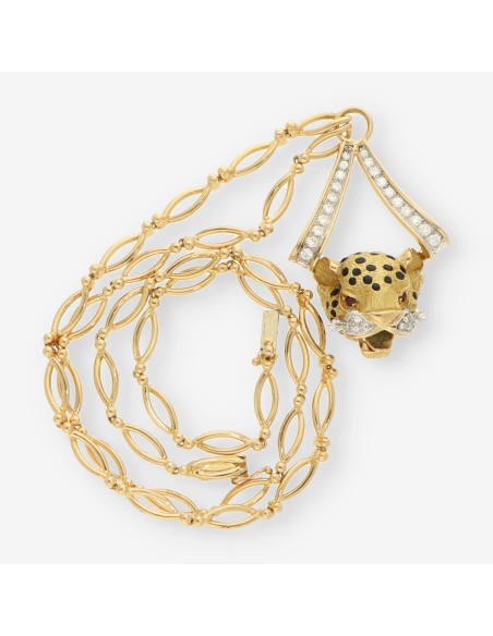 Gargantilla tigre oro y brillantes