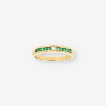 Anillo oro esmeralda y brillantes
