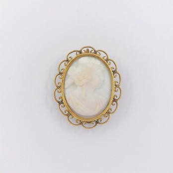 Broche vintage en oro y marfil