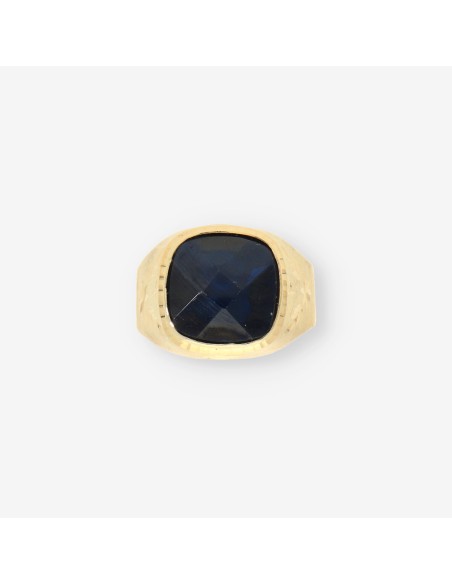 Anillo piedra azul y oro