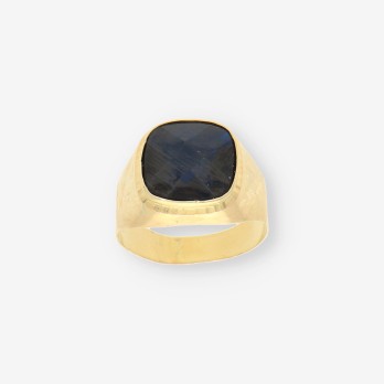 Anillo piedra azul y oro 2