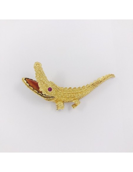 Broche forma de cocodrilo en oro 18kt