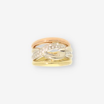 Anillo oro bl/ama y brillantes