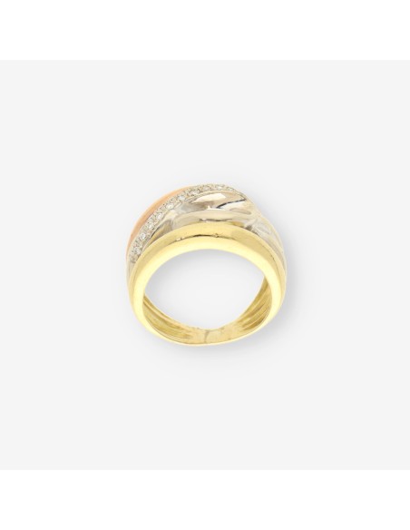 Anillo oro bl/ama y brillantes