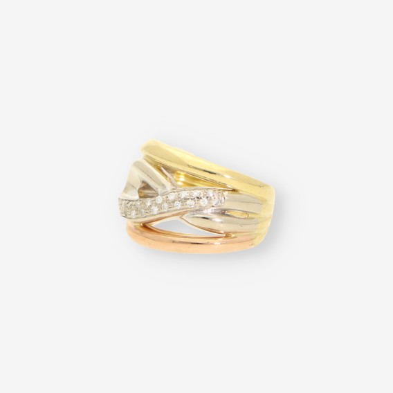 Anillo oro bl/ama y brillantes