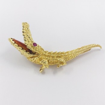 Broche forma de cocodrilo en oro 18kt 2