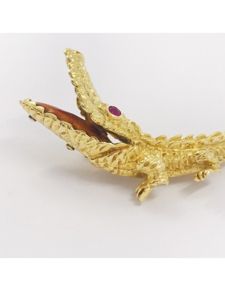Broche forma de cocodrilo en oro 18kt