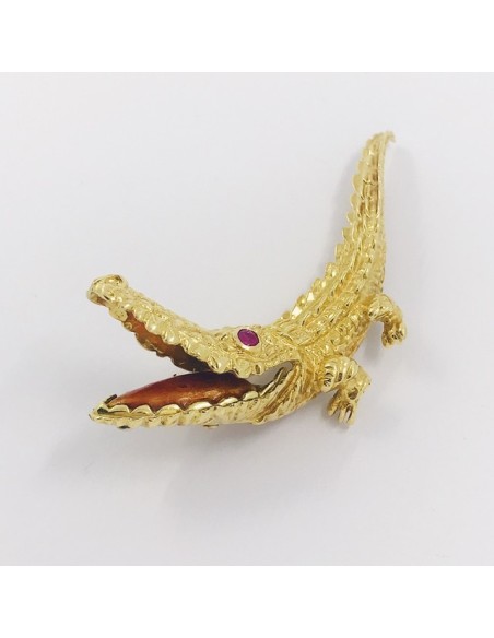 Broche forma de cocodrilo en oro 18kt