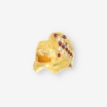 Anillo LeÃ³n oro y brillantes