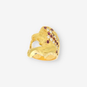 Anillo LeÃ³n oro y brillantes 2