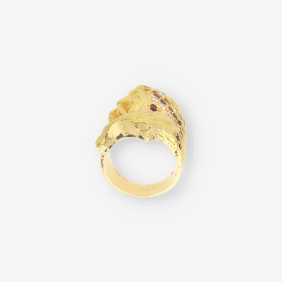 Anillo LeÃ³n oro y brillantes