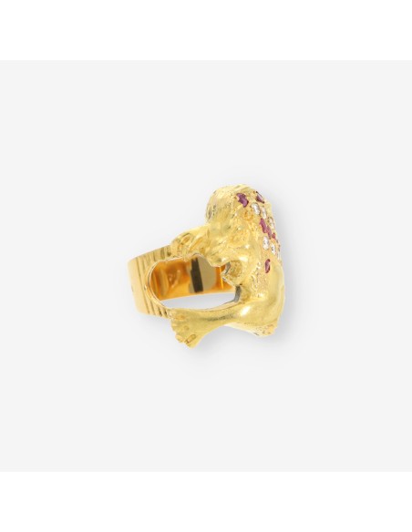 Anillo LeÃ³n oro y brillantes