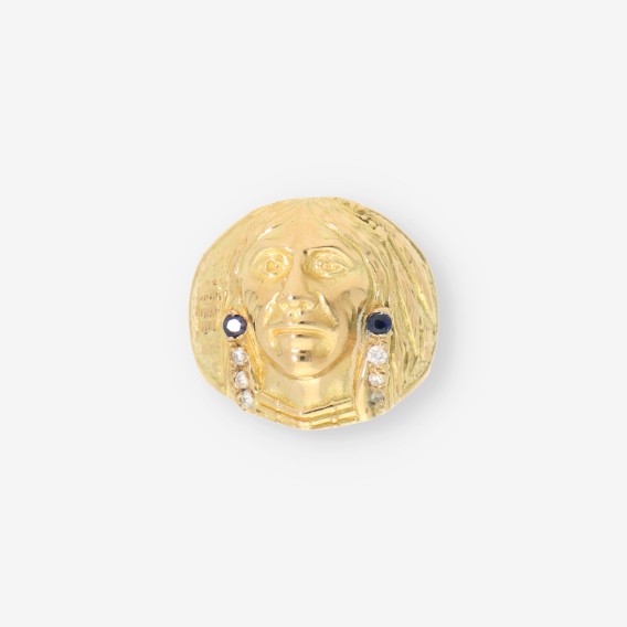 Anillo Indio oro zafiro y brillantes