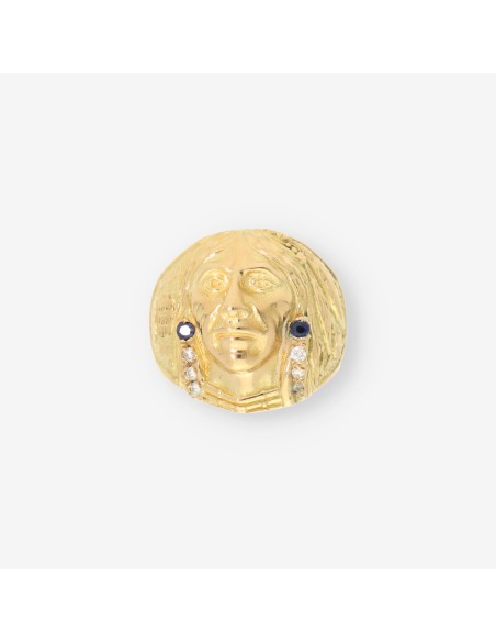Anillo Indio oro zafiro y brillantes