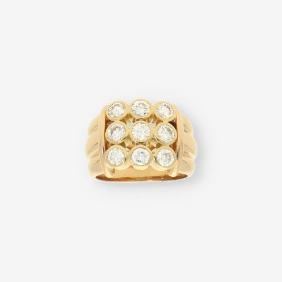 Anillo oro 9 brillantes