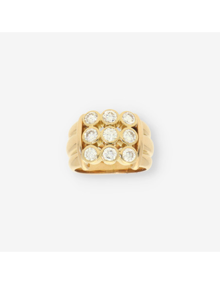 Anillo oro 9 brillantes