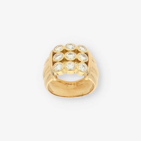 Anillo oro 9 brillantes