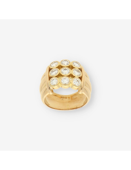 Anillo oro 9 brillantes