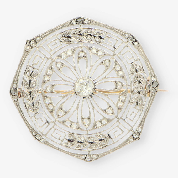 Broche Vintage Diamantes oro bl. y ama.