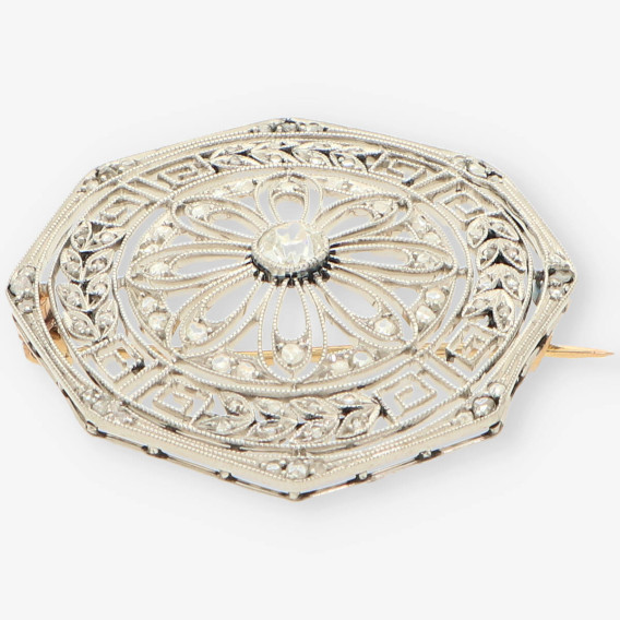 Broche Vintage Diamantes oro bl. y ama.